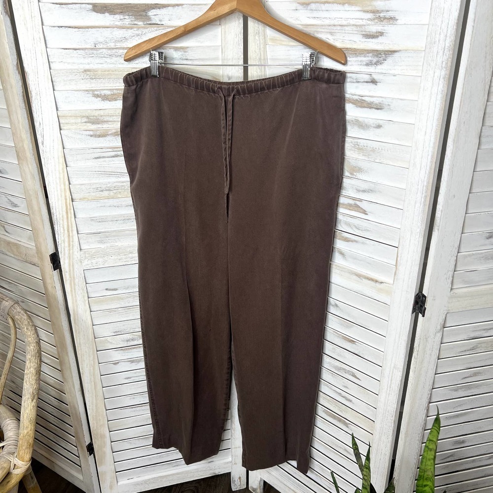 J. JILL VINTAGE Women's Tencel Lyocell Drawstring Wide Leg Lagenlook Pants Brn M - Picture 3 of 12